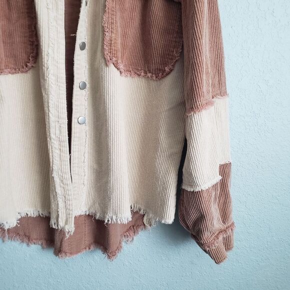 POL Corduroy Cream and Brown Oversized Jacket - Picture 2 of 8